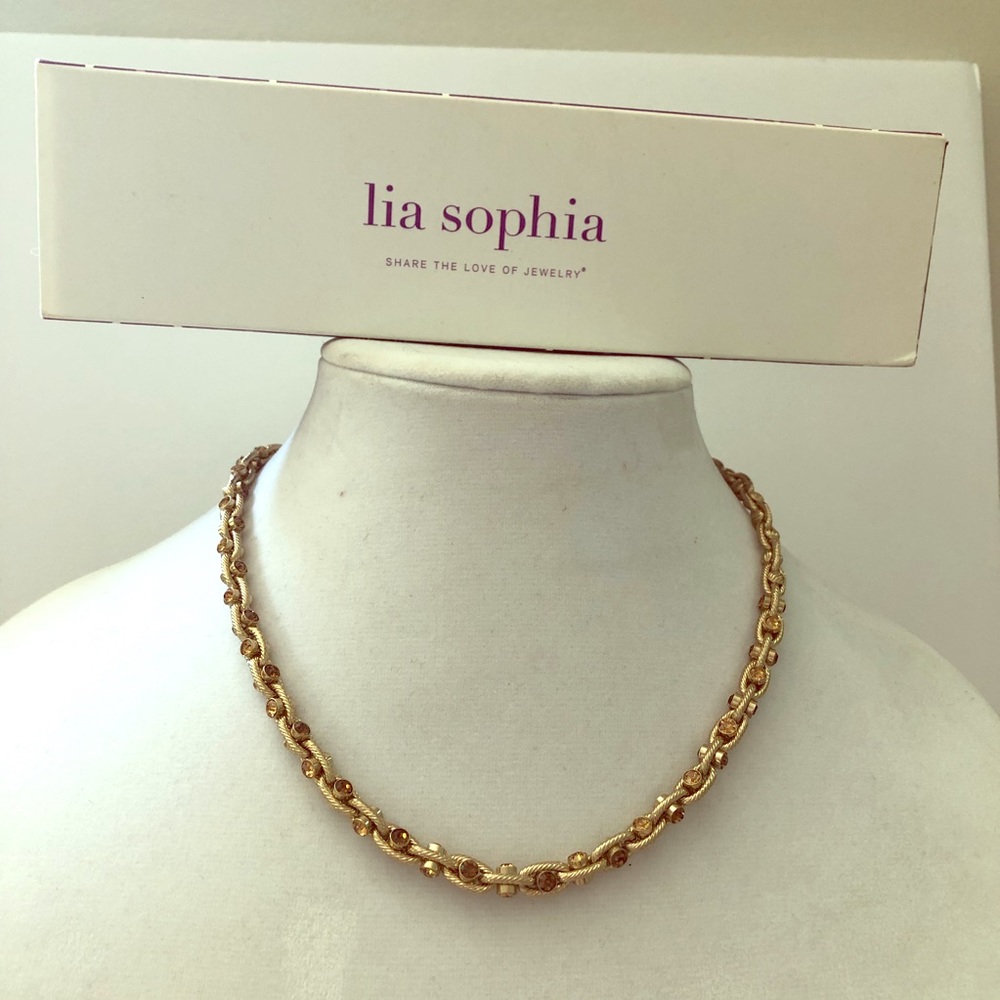 NWT Gold and Crystal Necklace by Lia Sophia 💝